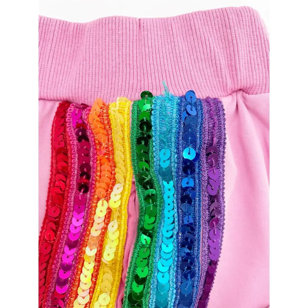 Lola + The Boys Pink Sequin Rainbow Tracksuit Set Size 2